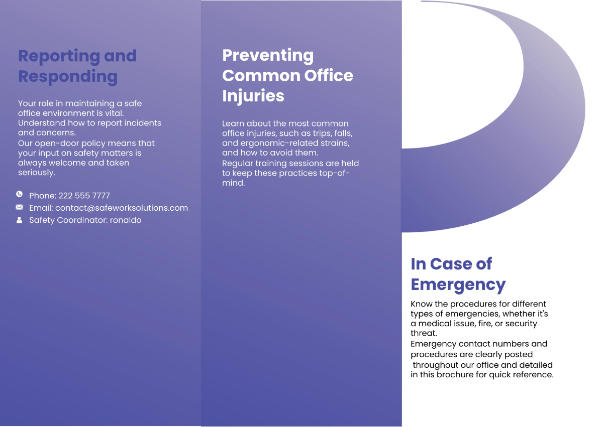 Free Office Safety Procedures Brochure Template to Edit Online