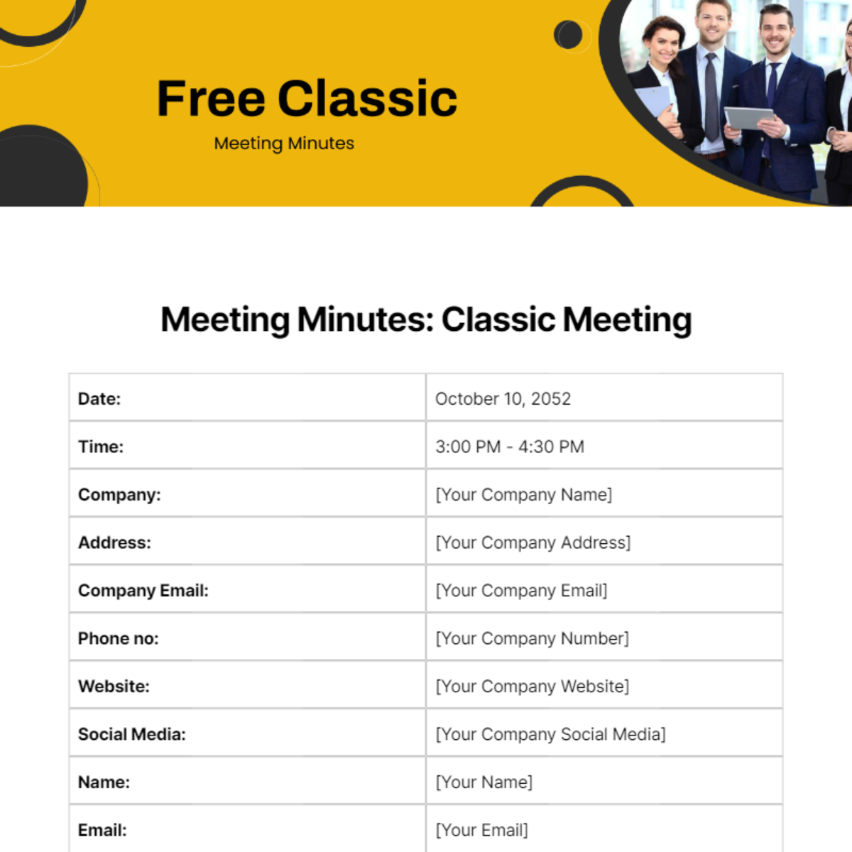 Classic Meeting Minutes  Template
