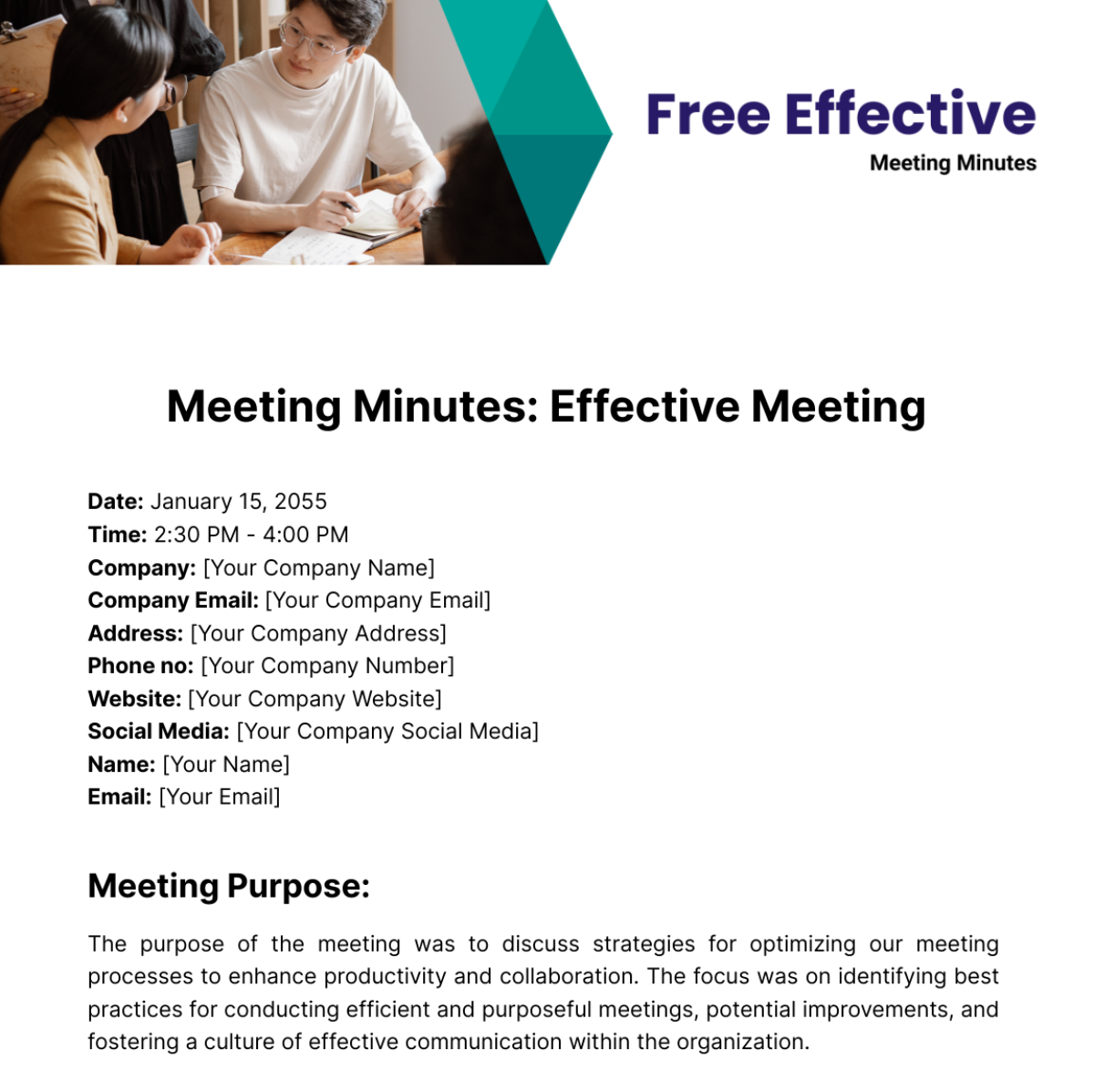 Effective Meeting Minutes  Template