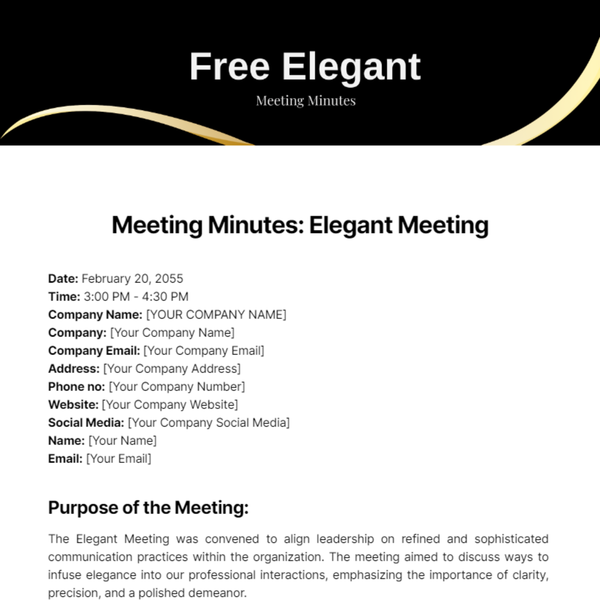 Elegant Meeting Minutes  Template