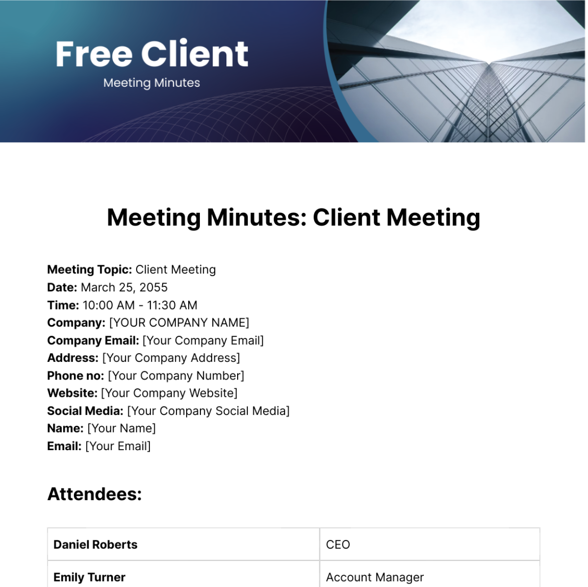 Client Meeting Minutes  Template