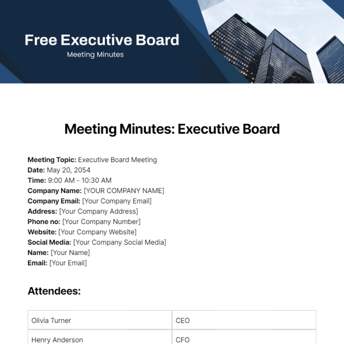 Executive Board Meeting Minutes  Template