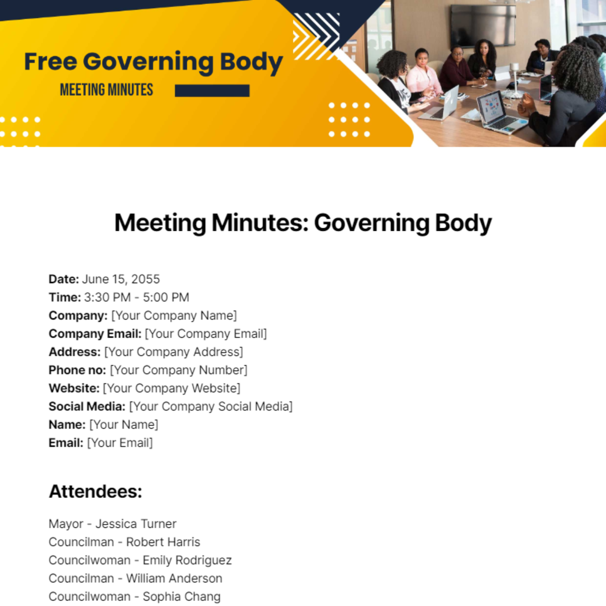 Governing Body Meeting Minutes  Template
