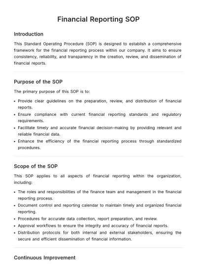Free Financial Reporting SOP Template to Edit Online