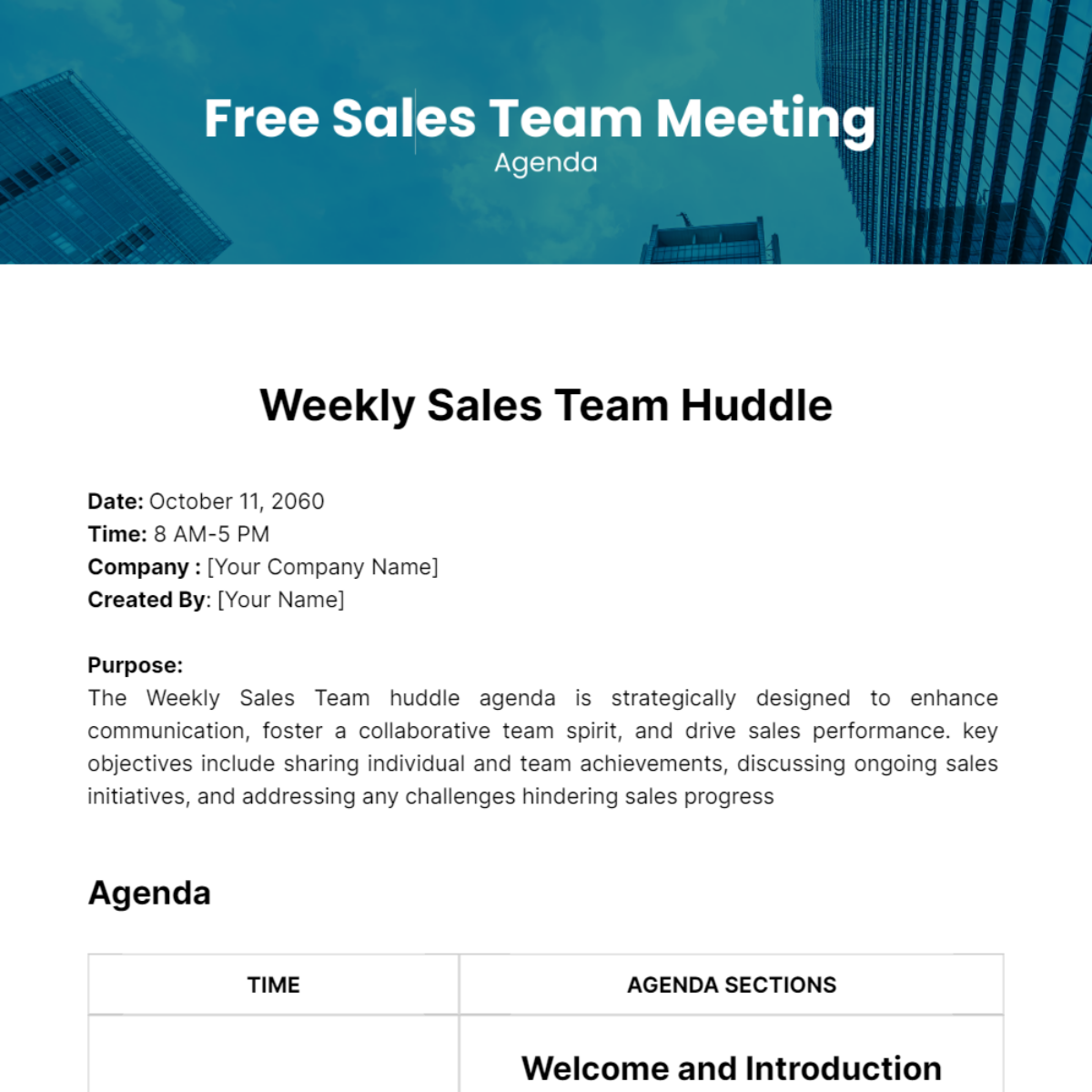 Sales Team Meeting Agenda  Template