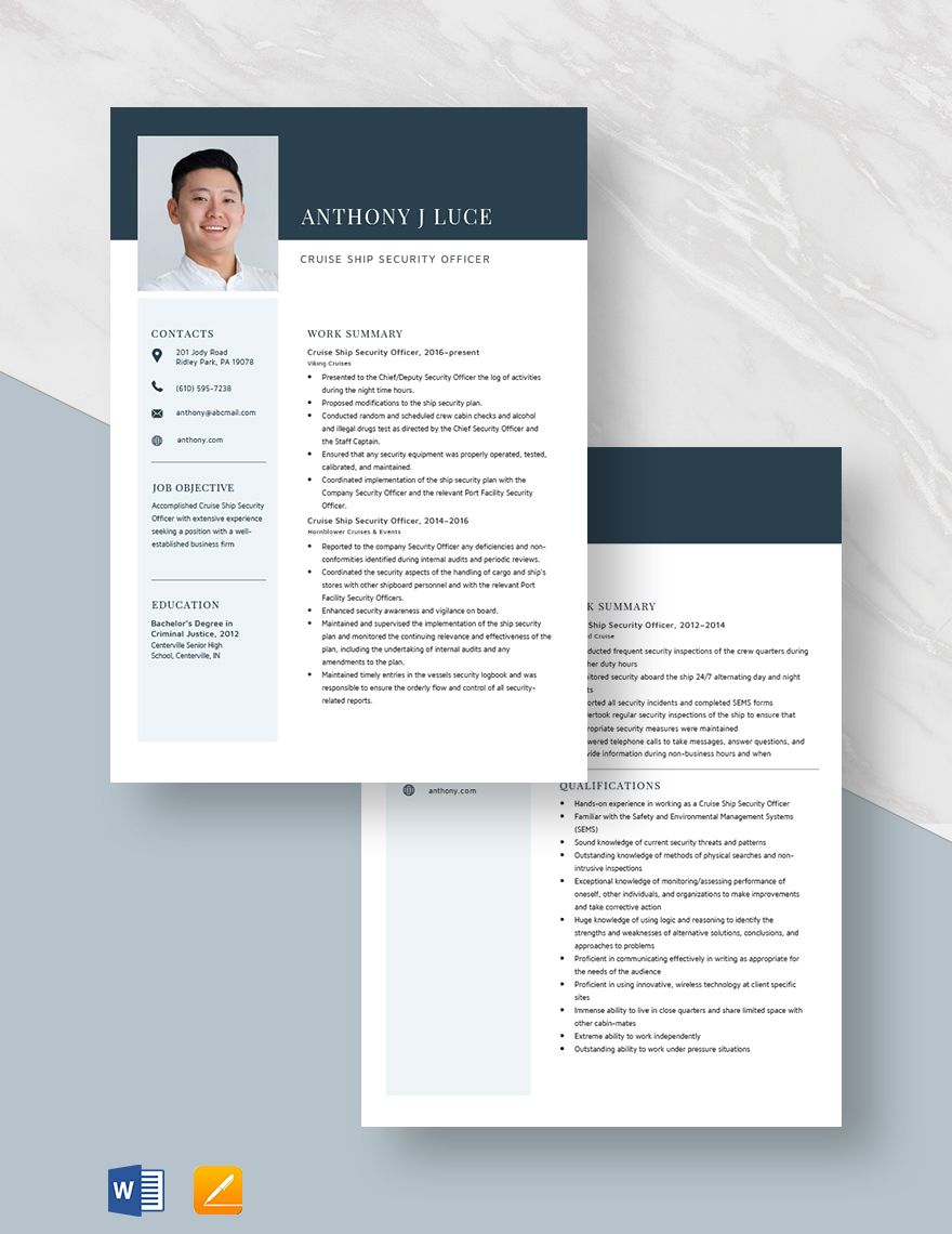 Cruise Ship Security Officer Resume