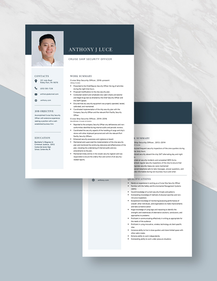 CruiseShip Security Officer Resume Download