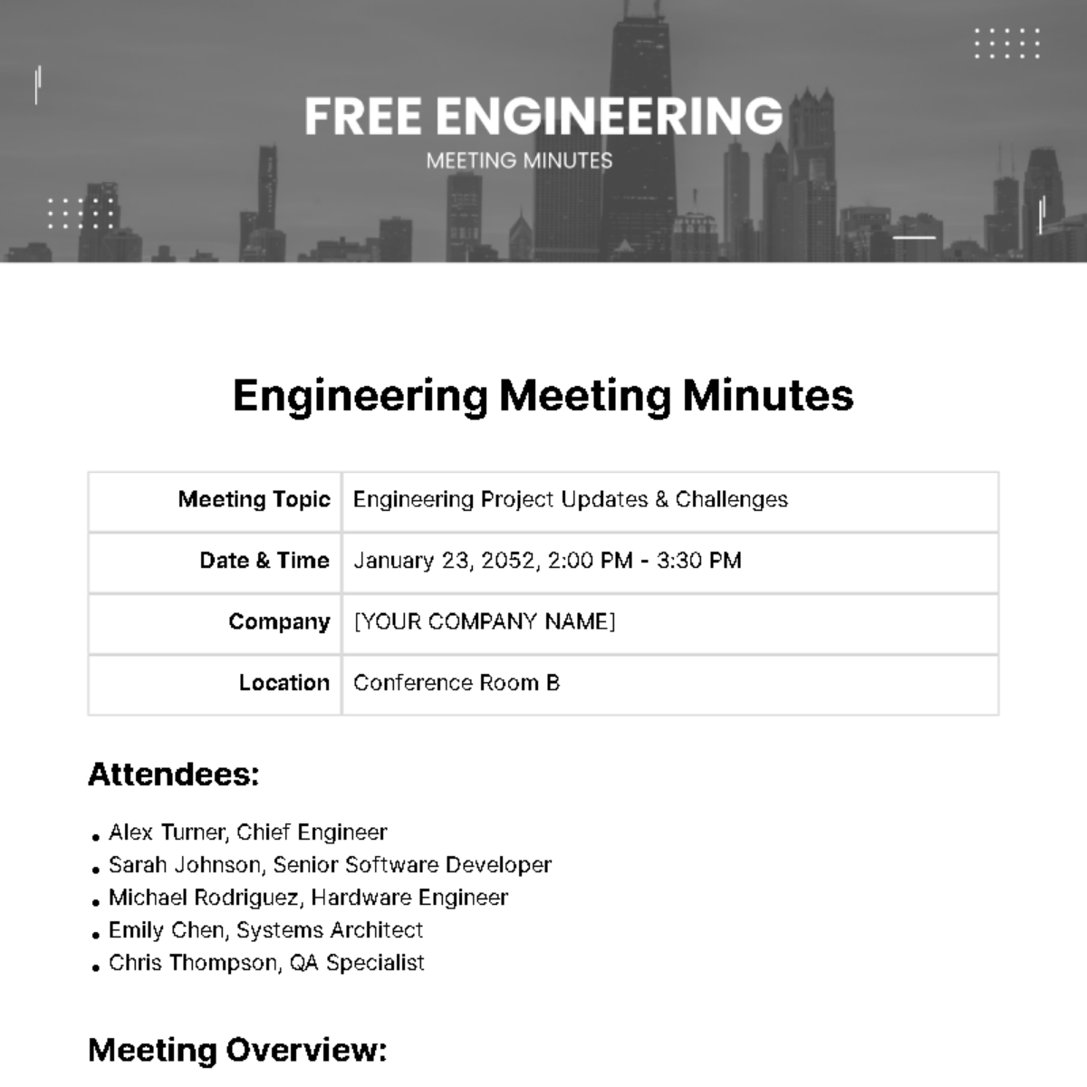 Engineering Meeting Minutes  Template