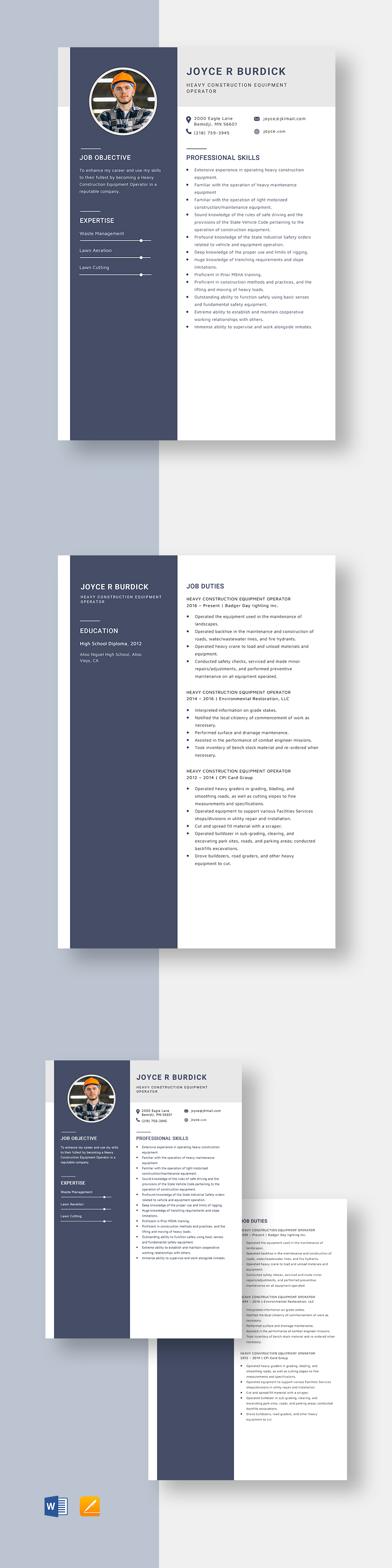 Heavy Construction Equipment Operator - Heavy Construction Equipment Operator Resume Template 1 