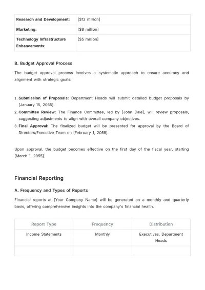 Free Long-Term Financial Procedures Plan Template to Edit Online