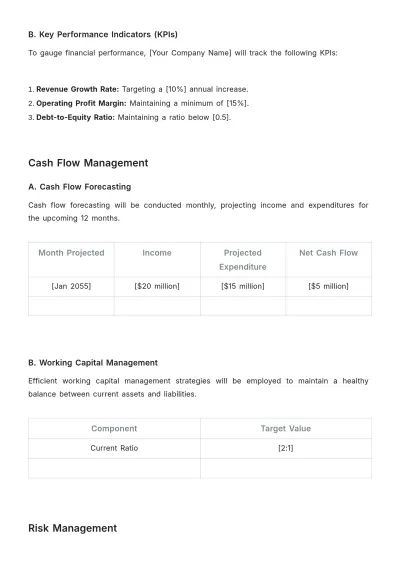 Free Long-Term Financial Procedures Plan Template to Edit Online