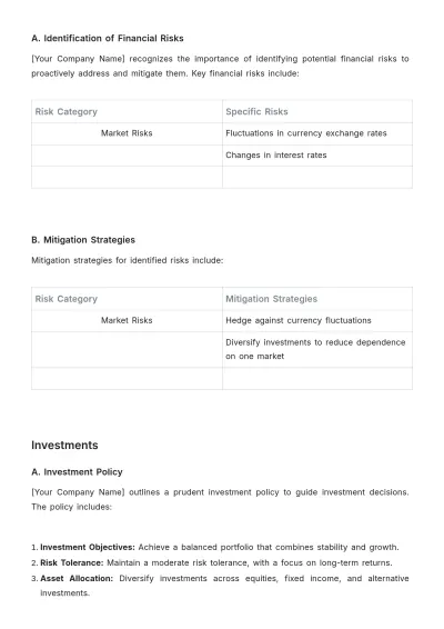 Free Long-Term Financial Procedures Plan Template to Edit Online