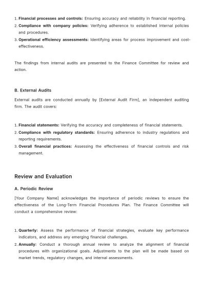 Free Long-Term Financial Procedures Plan Template to Edit Online