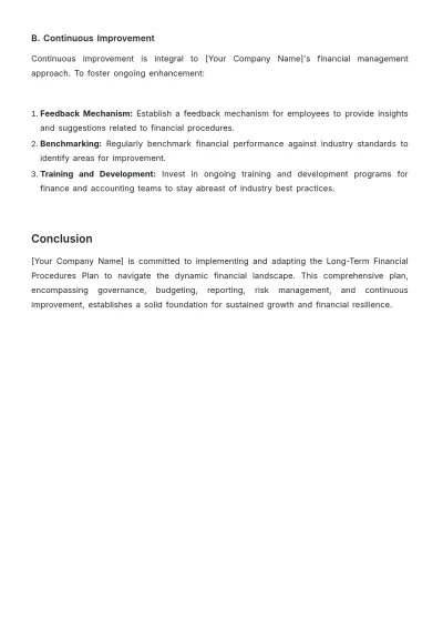 Free Long-Term Financial Procedures Plan Template to Edit Online