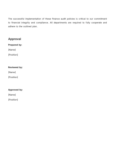 Free Finance Audit Policy Implementation Template to Edit Online