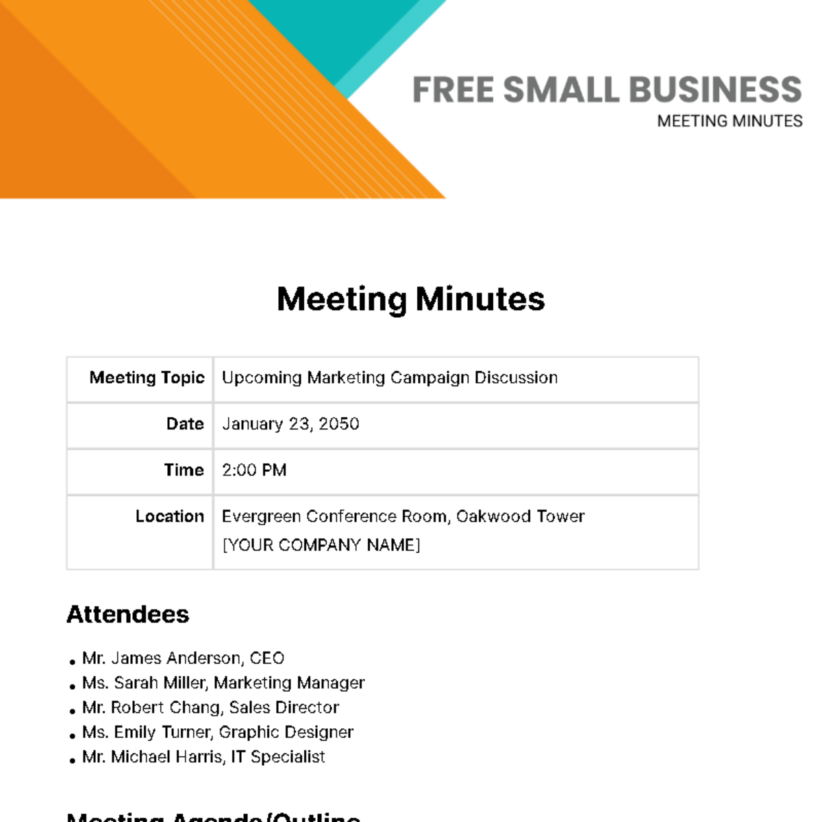 Small Business Meeting Minutes  Template