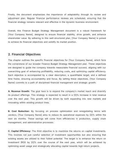 Free Finance Budget Strategy Management Template to Edit Online