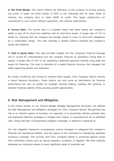 Free Finance Budget Strategy Management Template to Edit Online