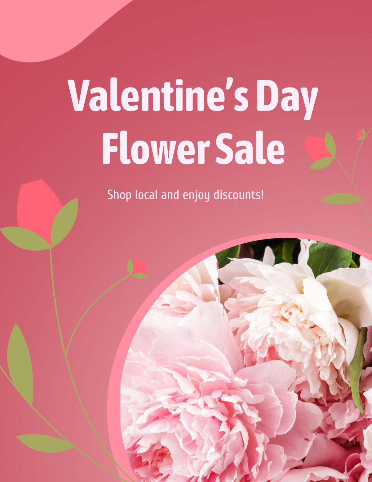 Valentine's Day Flowers Flyer Template