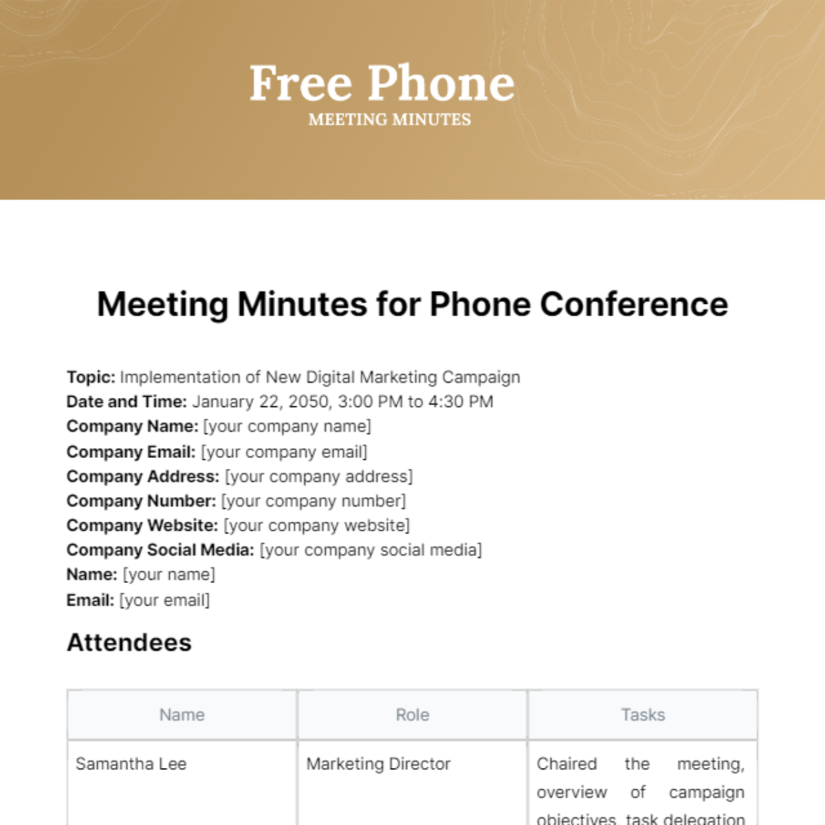 Phone Meeting Minutes Template
