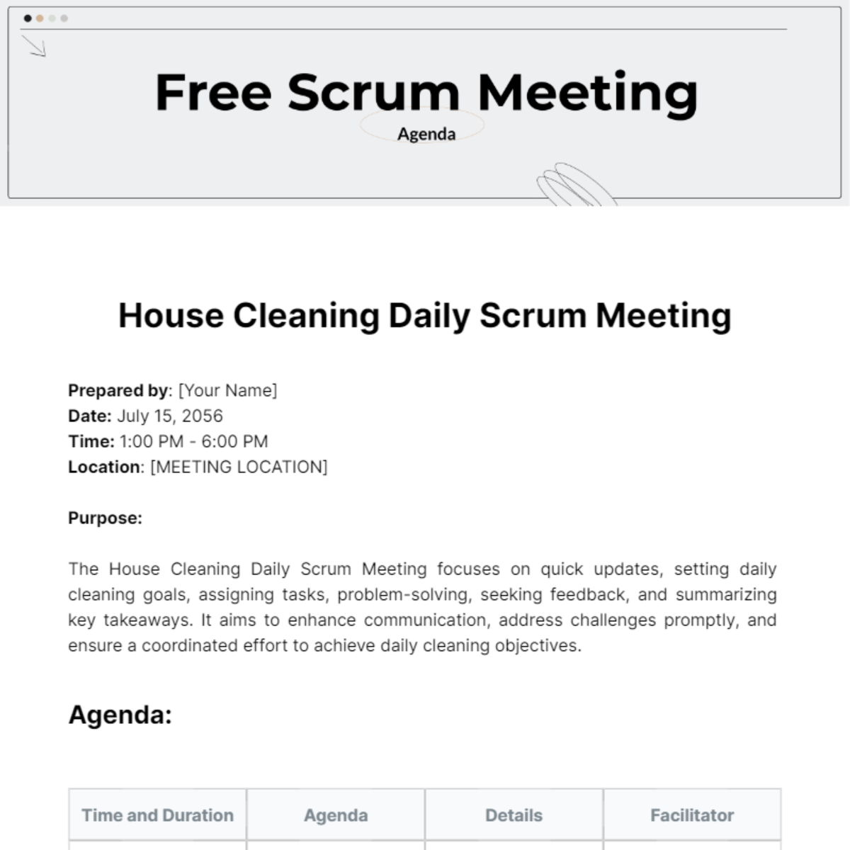 Scrum Meeting Agenda Template