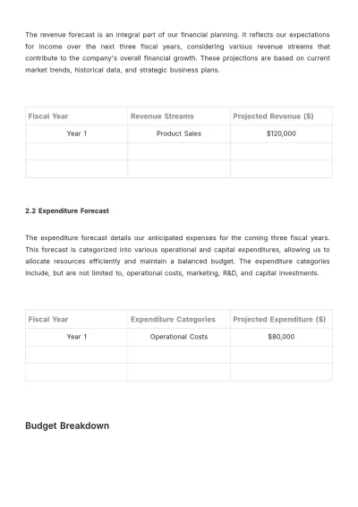 Free Multi-Year Finance Budget Document Template to Edit Online