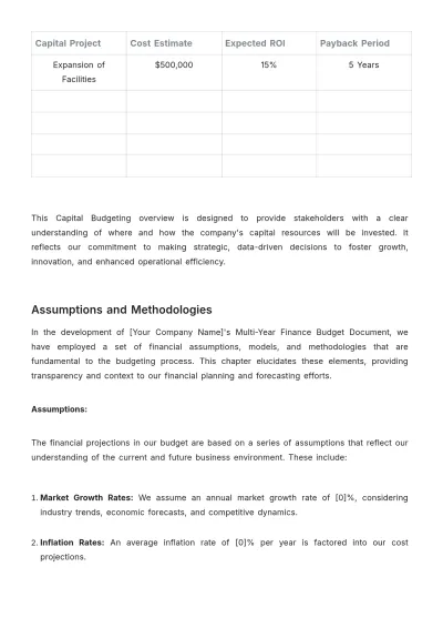 Free Multi-Year Finance Budget Document Template to Edit Online