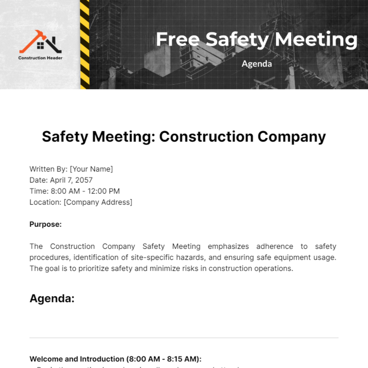 Safety Meeting Agenda Template