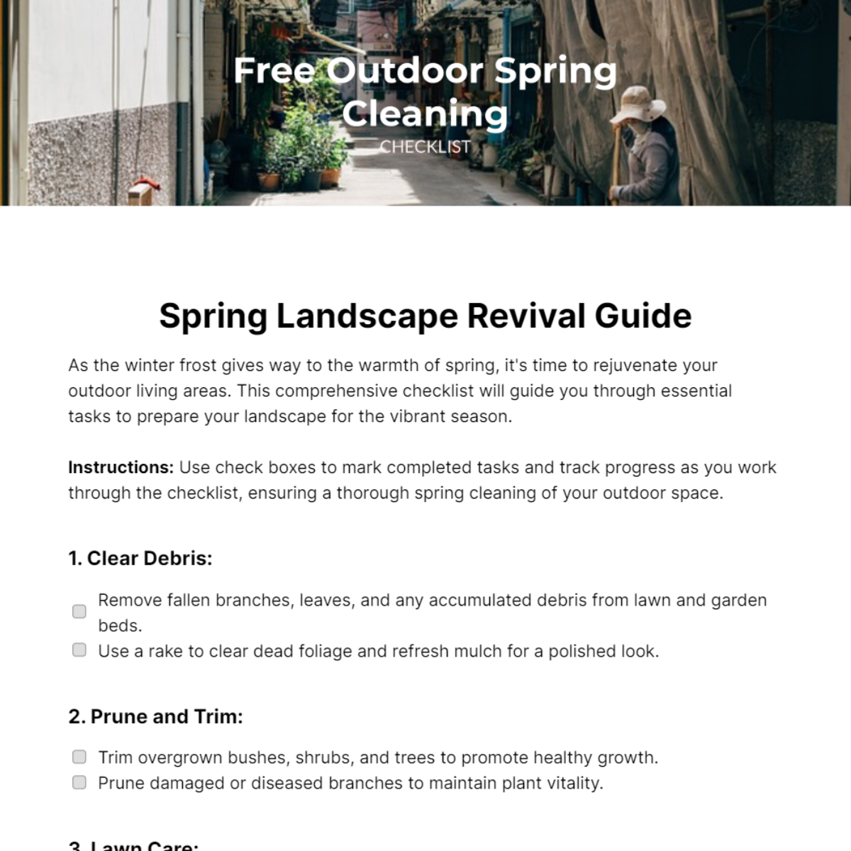Outdoor Spring Cleaning Checklist Template