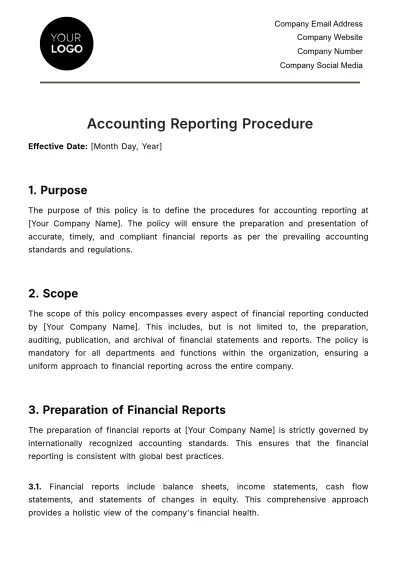 Free Accounting Reporting Procedure Template to Edit Online