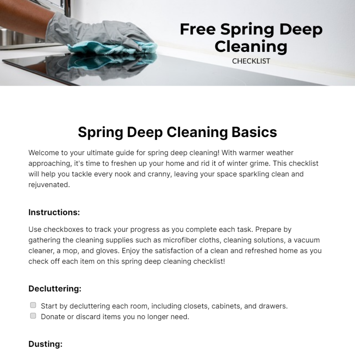 Spring Deep Cleaning Checklist Template
