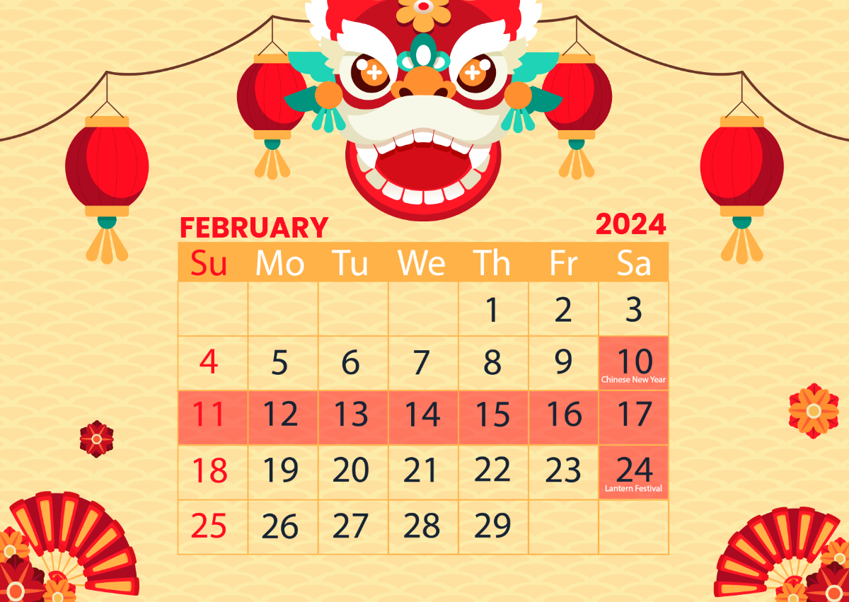 Chinese New Year 2024 Calendar Template
