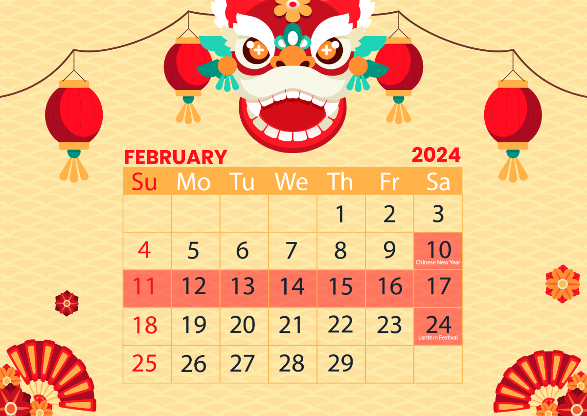 Free Chinese New Year 2024 Calendar Template