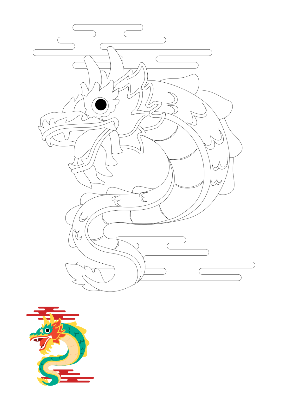 Chinese New Year Dragon Coloring Pages Template