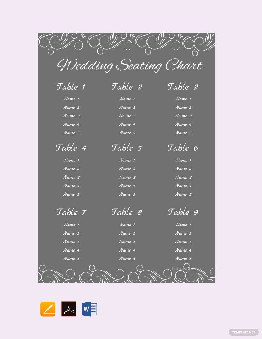 Chalkboard Wedding Seating Chart Template
