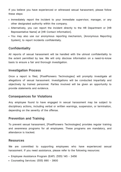 Free Sexual Harassment Training Memo HR Template to Edit Online