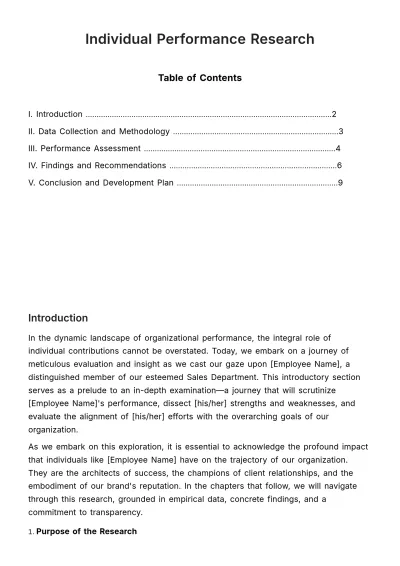 Free Individual Performance Research HR Template to Edit Online