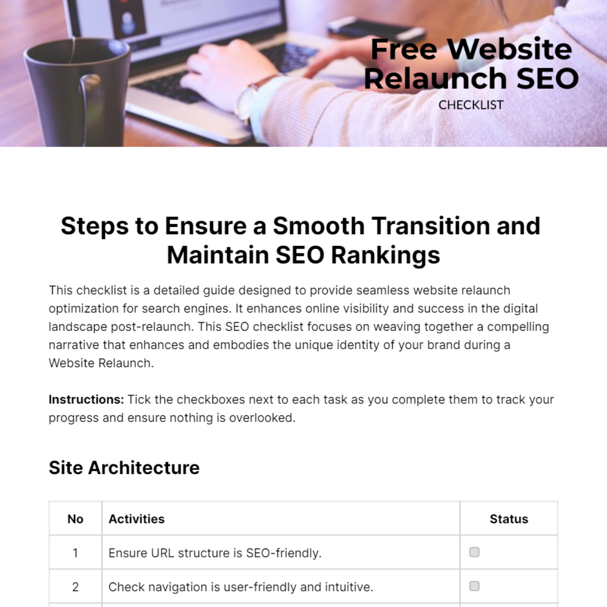 Website Relaunch SEO Checklist Template