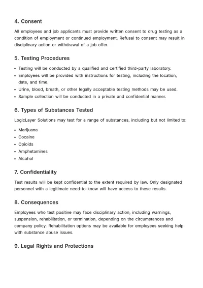 Free Drug Testing Policy HR Template to Edit Online