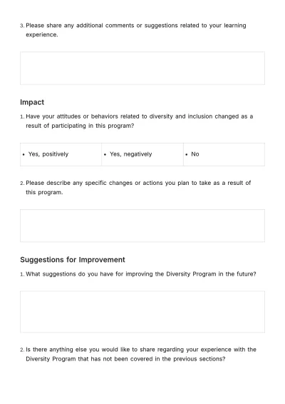 Free Diversity Program Feedback Questionnaire HR Template to Edit Online
