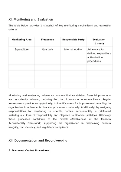 Free Financial Accountability Framework Template to Edit Online