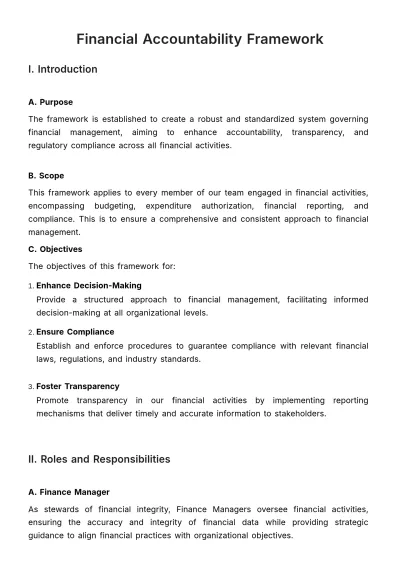 Free Financial Accountability Framework Template to Edit Online