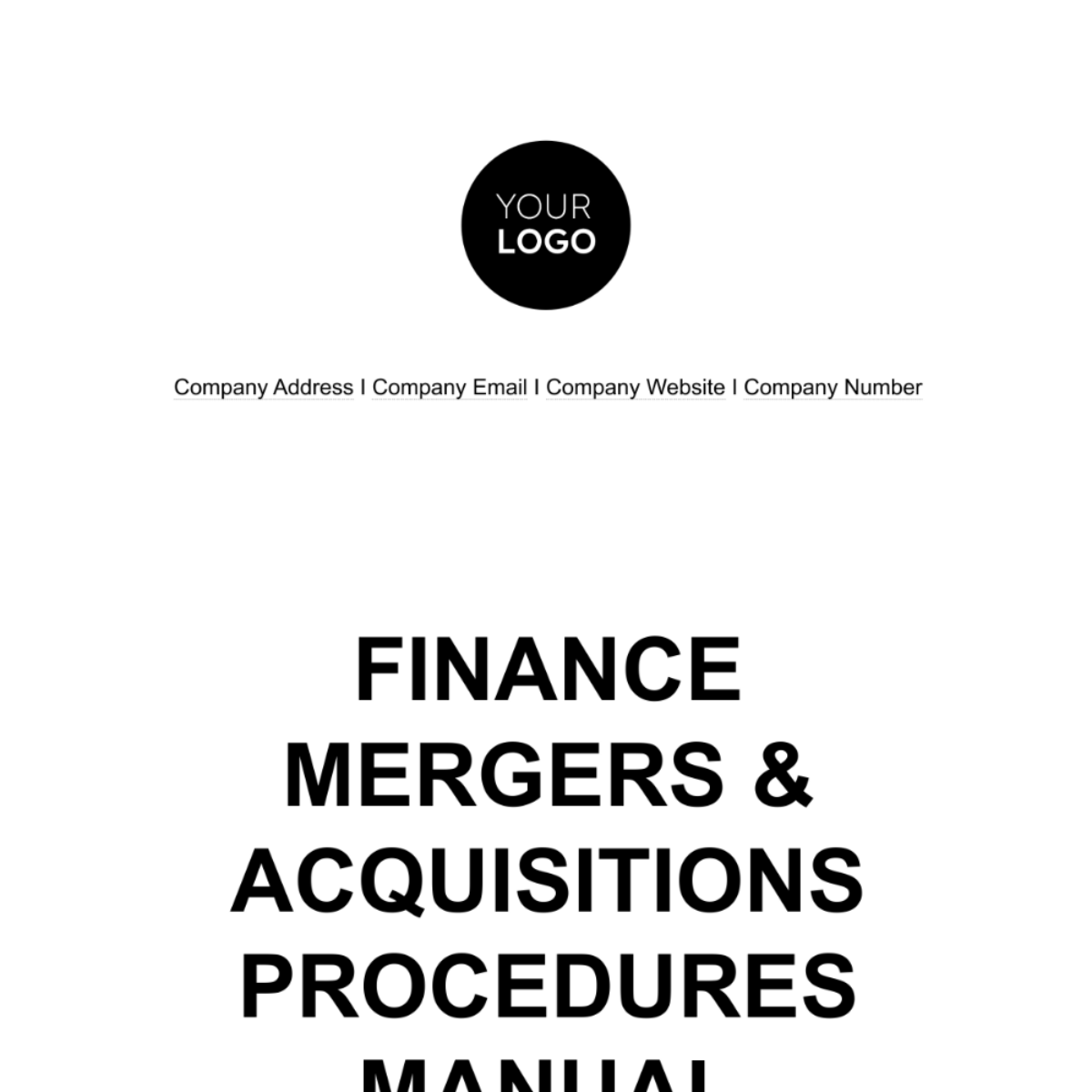 Finance Mergers & Acquisitions Procedures Manual Template