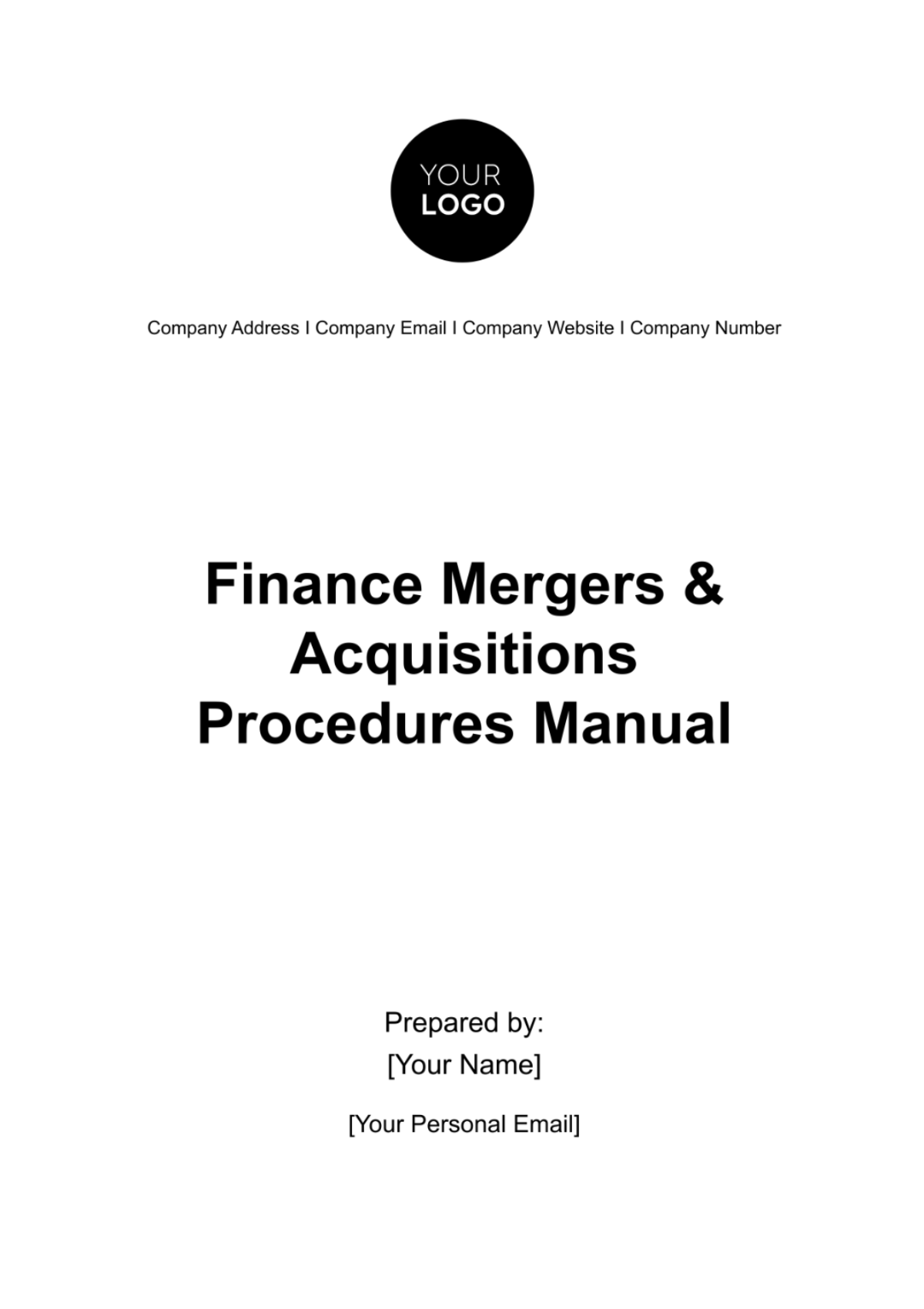 Finance Mergers & Acquisitions Procedures Manual Template