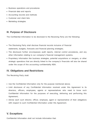 Free Accounting Confidentiality NDA Template to Edit Online