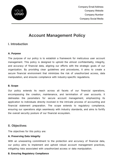 Free Account Management Policy Template to Edit Online