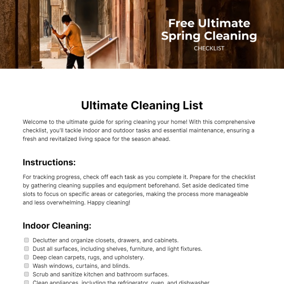 Ultimate Spring Cleaning Checklist Template