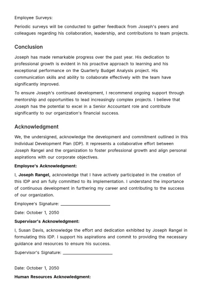 Free Individual Development Plan (IDP) Guide HR Template to Edit Online