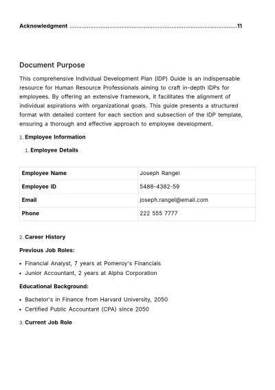 Free Individual Development Plan (IDP) Guide HR Template to Edit Online