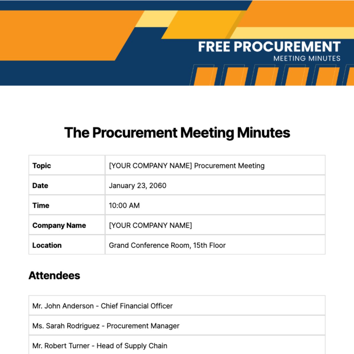 Procurement Meeting Minutes  Template